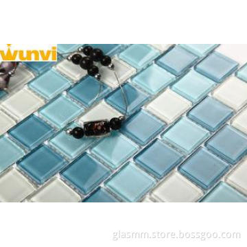 Corrosion Resistant White And Blue Bathroom Mosaic Tiles Wi